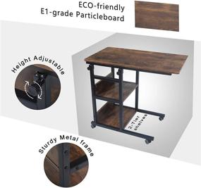 img 3 attached to Versatile AHB Home Office Side Table: Space-Saving Design with Caster Wheels, 2 Shelves, and Adjustable Height - Perfect Writing Desk or Laptop Workstation for Bedroom or Living Room