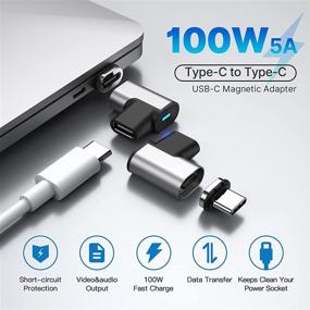 img 3 attached to 🔌 USB C Magnetic Adapter - Right Angle 24Pins Type C Connector | Supports USB PD 100W Quick Charge, 10Gb/s Data Transfer, 4K@60 Hz Video Output | Compatible with MacBook Pro/Air & Other Type C Devices