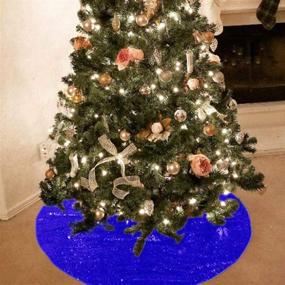 img 3 attached to 🎄 24-дюймовое королевское синее пайетки декоративное круглое основание для елки: праздничное небольшое украшение для Рождества и Хэллоуина - материал из пайеток для идеального праздничного декора (синий)