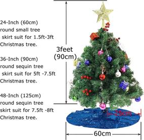 img 1 attached to 🎄 24 Inch Royal Blue Sequin Tree Skirt: Festive Small Christmas & Halloween Decoration - Round Sequince Material for Perfect Holiday Décor (Blue)