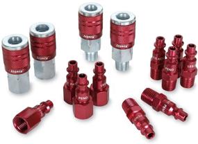 img 4 attached to 🔴 ColorConnex Coupler & Plug Kit (14 Piece), Industrial Type D, 1/4 in. NPT, Red - A73458D: Ultimate Pneumatic Connector Set for Industrial Use