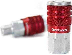 img 3 attached to 🔴 ColorConnex Coupler & Plug Kit (14 Piece), Industrial Type D, 1/4 in. NPT, Red - A73458D: Ultimate Pneumatic Connector Set for Industrial Use