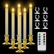 🕯️ ronxs led taper window candles with timer - flickering flameless remote operated christmas decorations (6 pcs gold) logo