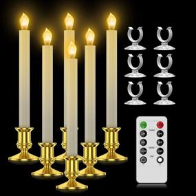 img 4 attached to 🕯️ Ronxs LED Taper Window Candles with Timer - Flickering Flameless Remote Operated Christmas Decorations (6 Pcs Gold)