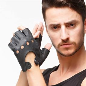 img 3 attached to 🧤 Nappaglo Fingerless Deerskin Leather Motorcycle Accessories for Men