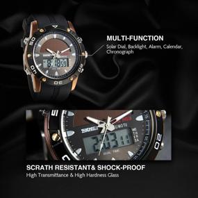 img 1 attached to 🌞 Avaner Solar Watch: Mens Sports Sun-Powered Dual Time Display Wrist Watch with Backlight and Silicone Strap