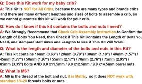 img 1 attached to 🔩 Crib Screws Parts Replacements - M6 Baby Bed Crib Bolts and Barrel Nuts for Furniture Bed Cot Bunk - Various Sizes (16mm, 20mm, 30mm, 40mm, 45mm, 50mm, 55mm, 70mm, 75mm, 85mm) Crib Bolts