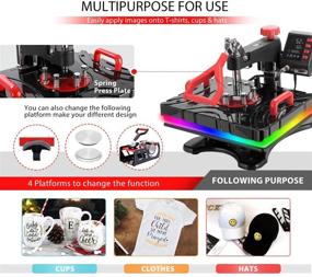 img 3 attached to 🔥 VIVOHOME Улучшенный комбо 5 в 1: откидной сублимационный термопресс для футболки, шапки, кружки, тарелки - красный 15х12 дюймов