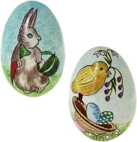 img 1 attached to 🐣 Handmade Paper Mache Easter Eggs Set of 4 - Festive Decorations & Centerpieces for Easter by Shalinindia