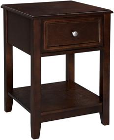 img 4 attached to 🔴 VASAGLE End Table Nightstand with Drawer and Bottom Shelf for Bedroom Living Room - Compact 15.7", Reddish Brown