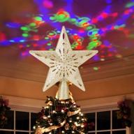 🌈 glittering adjustable rotating rainbow projector lights - benjia christmas tree topper in gold for festive christmas tree decoration logo