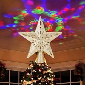 img 4 attached to 🌈 Glittering Adjustable Rotating Rainbow Projector Lights - Benjia Christmas Tree Topper in Gold for Festive Christmas Tree Decoration