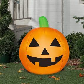 img 1 attached to 🎃 Gemmy Halloween Pumpkin Airblown Inflatable Jack-O-Lantern - 3 Ft