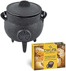 img 3 attached to 👑 Search-Optimized Cast Iron Cauldron with Lid, Carry Handle for Spells, Smudging, Rituals & Blessings – Includes 6 Free Incense Smudge Cups (2.5 Inch, Tree of Life)