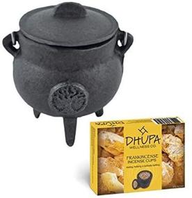 img 4 attached to 👑 Search-Optimized Cast Iron Cauldron with Lid, Carry Handle for Spells, Smudging, Rituals & Blessings – Includes 6 Free Incense Smudge Cups (2.5 Inch, Tree of Life)