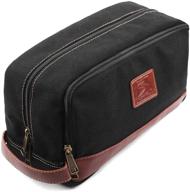 🧳 seemeroad men's travel toiletry bag, water-resistant dopp kit, leather shaving organizer for cosmetics and hygiene (large, black) logo