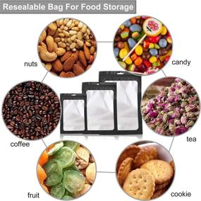 img 1 attached to 🛍️ 300 Pack Smell Proof Resealable Mylar Bags - For Food Storage, Snacks, Jewelry, and More! 3 Sizes with Front Window Packaging Pouch - Black, 3x4.7, 4x6, 4.7x7.9 Inches