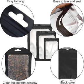 img 2 attached to 🛍️ 300 Pack Smell Proof Resealable Mylar Bags - For Food Storage, Snacks, Jewelry, and More! 3 Sizes with Front Window Packaging Pouch - Black, 3x4.7, 4x6, 4.7x7.9 Inches