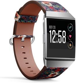 img 2 attached to Ремешок из кожи премиум качества с народными цветами для Fitbit Ionic - стильный браслет с нержавеющей сталью фиксатора и адаптерами