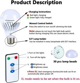 img 2 attached to 💡 Convenient 7W Rechargeable Light Bulb 4-Pack: Remote-Controlled Industrial Electrical Solution