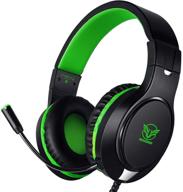 🎧 multi-platform gaming headset for ps4, xbox one, pc, windows, mac, nintendo switch | noise canceling over ear headphones with mic | bass surround | soft memory earmuffs | green logo