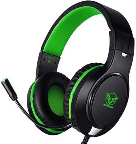 img 4 attached to 🎧 Multi-Platform Gaming Headset for PS4, Xbox One, PC, Windows, Mac, Nintendo Switch | Noise Canceling Over Ear Headphones with Mic | Bass Surround | Soft Memory Earmuffs | Green