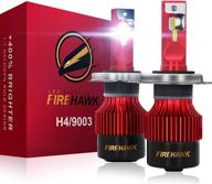 🔥 firehawk 2021 led bulbs 9003/h4/hb2, 15000lm japanese csp, 400% brightness, 200% night visibility, 6000k cool white, halogen replacement conversion kit, pack of 2 logo