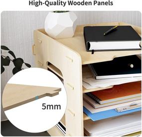 img 2 attached to 📚 PUNCIA 5-Tier Wood Office Paper Organizer: Stylish Desktop File Holder for Efficient Letter Tray Organization, A4 Paper Sorter, Document Book & Magazine Storage Shelf Rack – Perfect Horizontal Desk Organizer for Home Office, School, or Classroom