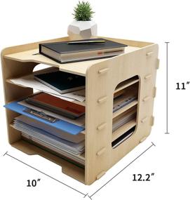 img 3 attached to 📚 PUNCIA 5-Tier Wood Office Paper Organizer: Stylish Desktop File Holder for Efficient Letter Tray Organization, A4 Paper Sorter, Document Book & Magazine Storage Shelf Rack – Perfect Horizontal Desk Organizer for Home Office, School, or Classroom