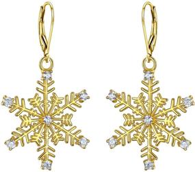 img 4 attached to 👑 EVER FAITH Sterling Silver Clear CZ Winter Snowflake Leverback Earrings for Women - Elegant Ear Accessories Jewelry