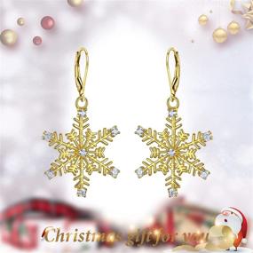 img 3 attached to 👑 EVER FAITH Sterling Silver Clear CZ Winter Snowflake Leverback Earrings for Women - Elegant Ear Accessories Jewelry