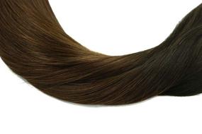 img 2 attached to 💇 HUAYI Black Trend To Chocolate Brown 50g 20Pcs 18-inch Tape In Hair Extensions | Human Hair | Soft Thick Ends | Tangle-Free Tape | Durable | Silky Straight | Balayage Hair Extensions (Shade 1BT4#18&#39;&#39;)
