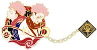 🥋 jujutsu kaisen brooch set - anime cosplay accessories featuring itadori yuji and fushiguro megumi characters logo
