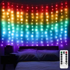 img 4 attached to ✨ Multicolor LED Window Curtain Lights with Remote Control - Perfect for Wedding Party Bedroom Wall Christmas Decorations, 6.8 x 4.5 ft