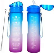 💧 32oz time marker leakproof water bottle with straw lid for fitness and outdoor enthusiasts - bpa free, includes straw brush. ensure optimal hydration throughout the day! логотип