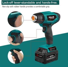 img 1 attached to 🔥 Cordless Heat Gun, PRULDE 20V Max Lithium-ion Battery Hot Air Gun Kit with 4.0Ah Rechargeable Battery & Charger, 4 Nozzle Attachments for Crafts, Shrink Wrapping, Phone Repairing, Tube Bending - NHG0140