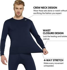 img 2 attached to 🔥 Men's Thermal Fleece-Lined Underwear Set - Ultra Soft Long Johns, Warm Base Layer Top and Bottom for Cold Winter