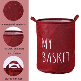 img 2 attached to 🧺 NEATNESSOME Waterproof Laundry Basket 15.7x19.7" - Colorful & Large Collapsible Linen Basket for Home Decor, Toy Organization & Baby Nursery Storage (Red)