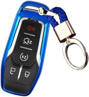 protect and personalize your ford mustang: royalfox(tm) 4 5 🔑 buttons tpu smart keyless entry remote key fob case cover in blue защитите и индивидуализируйте ваш ford mustang: royalfox(tm) 4 5 🔑 кнопки tpu smart бесключевой дистанционный ключ-брелок-футляр синего цвета. логотип