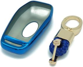 img 1 attached to Protect and Personalize Your Ford Mustang: Royalfox(TM) 4 5 🔑 Buttons TPU Smart Keyless Entry Remote Key Fob Case Cover in Blue Защитите и индивидуализируйте ваш Ford Mustang: Royalfox(TM) 4 5 🔑 кнопки TPU Smart бесключевой дистанционный ключ-брелок-футляр синего цвета.