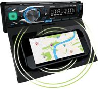 автомагнитола jensen mpr419q с lcd-дисплеем 7 знаков, одинарный din, с моторизованным держателем для телефона, беспроводной зарядкой qi, помощником push to talk, bluetooth и usb. логотип