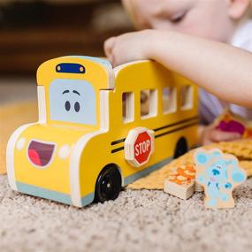 img 2 attached to 🚌 Melissa & Doug Blue's Clues & You! Wooden Pull-Back School Bus Set (9 Pieces)