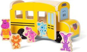 img 1 attached to 🚌 Melissa & Doug Blue's Clues & You! Wooden Pull-Back School Bus Set (9 Pieces)