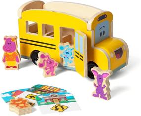 img 4 attached to 🚌 Melissa & Doug Blue's Clues & You! Wooden Pull-Back School Bus Set (9 Pieces)