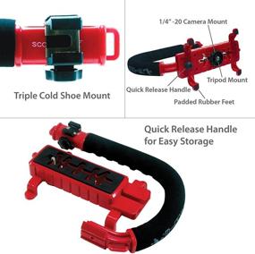 img 2 attached to Cam Caddie Scorpion Jr Triple Shoe Camera Stabilizer – Versatile Collapsible Smartphone Handle for DSLR, GoPro & Mobile Phones w/ 3-in-1 Cold Shoe – Red