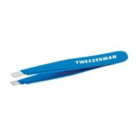 tweezerman slant tweezer - bahama blue model no. 1248-gtr: precision plucking tool for eyebrows and facial hair logo
