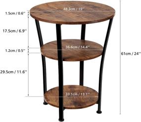 img 2 attached to 🏺 Dulcii Industrial End Table: Vintage Metal Round Sofa Table with 3 Tiers & Sturdy Frame for Living Room or Bedroom Decor - Easy Assembly Wood Look Accent Furniture (Style B)