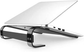 img 4 attached to 💻 Black Laptop Stand for Desk - Detachable Laptop Holder and Riser Compatible with MacBook, HP Laptop, and More (11” to 17.3”)