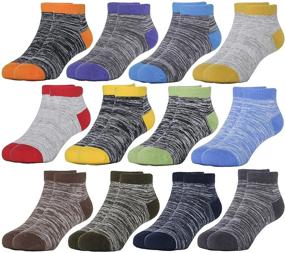 img 4 attached to Kids Toddler Half Cushion Low Cut Athletic Ankle Cotton Socks 🧦 for Boys Girls - Size 1-15 Years - Pack of 12 Pairs