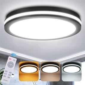 img 4 attached to 💡 10 Inch Dimmable Flush Mount Ceiling Lights with Remote Control - Oeegoo 24W LED Light Fixtures Round, Waterproof & Color Temperature Adjustable - Modern Lighting for Kids Room Kitchen Bedroom Bathroom
